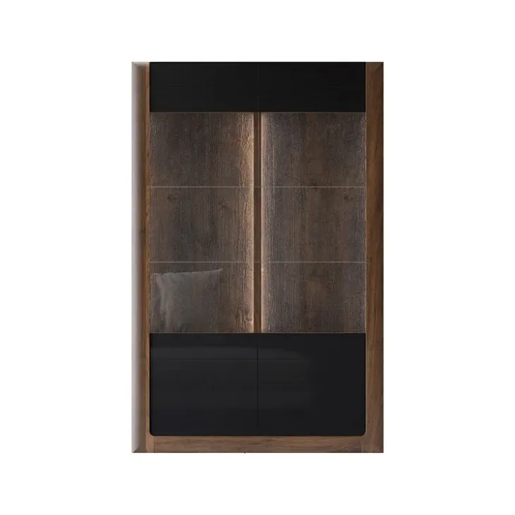 Vetrina 129x200h cm 2 ante noce nero lucido Jumbo