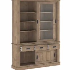Vetrina 150x204h cm 4 ante scorrevoli 3 cassetti soggiorno noce nero Islen