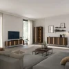 Vetrina 94x196h cm con led 2 ante 5 ripiani reversibile soggiorno noce Bois