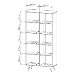 Vetrina 94x196h cm con led 2 ante 5 ripiani reversibile soggiorno noce Bois