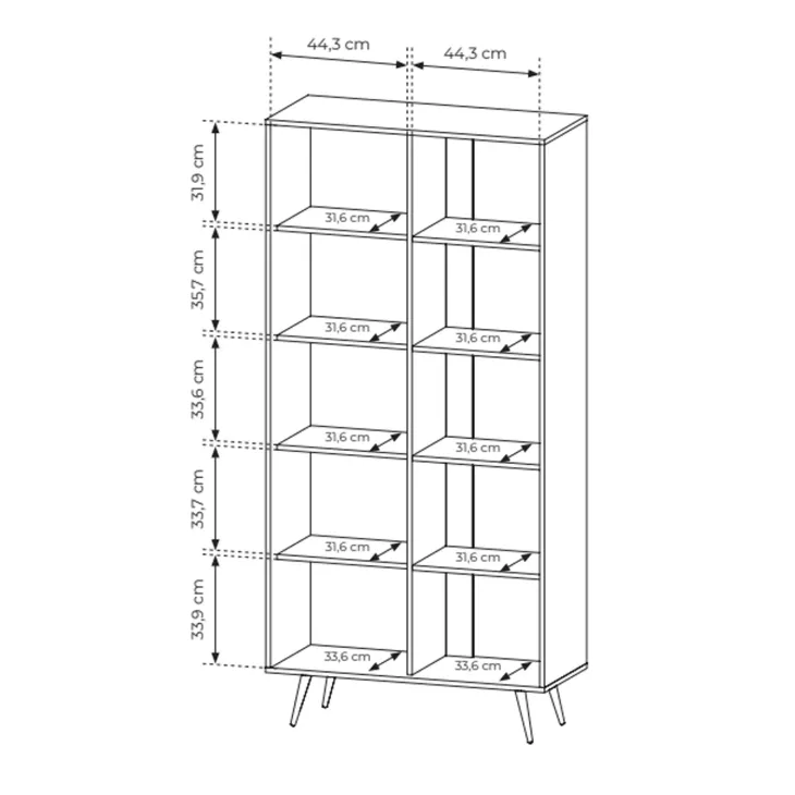 Vetrina 94x196h cm con led 2 ante 5 ripiani reversibile soggiorno noce Bois