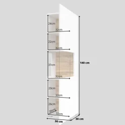 Vetrina 36x140h cm da parete bianco rovere Fusion