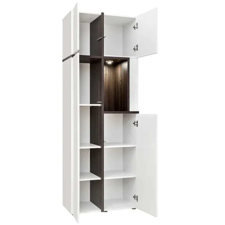 Vetrina 70x197h cm soggiorno moderno bianco opaco e lucido Mackay Gihome®
