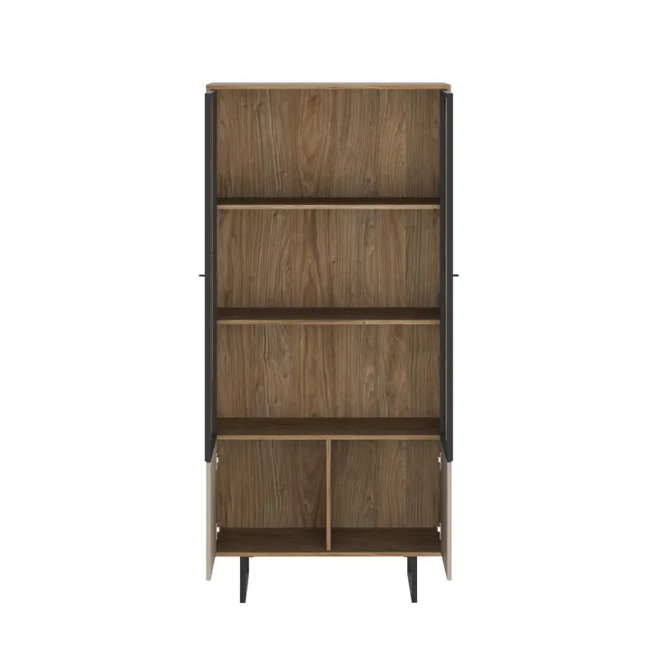 Vetrinetta moderna 90x190h cm 2 ante rovere scuro tortora Domus
