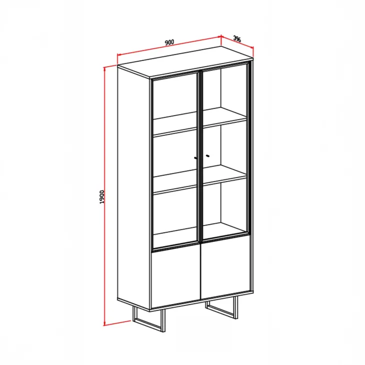 Vetrinetta moderna 90x190h cm 2 ante rovere scuro tortora Domus
