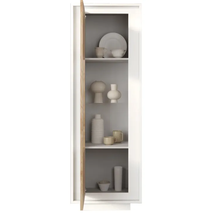 Vetrinetta 67x197cm 1 anta moderna bianco opaco rovere chiaro Deluxe