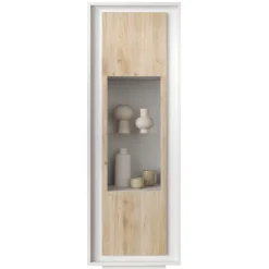 Vetrinetta 67x197cm 1 anta moderna bianco opaco rovere chiaro Deluxe