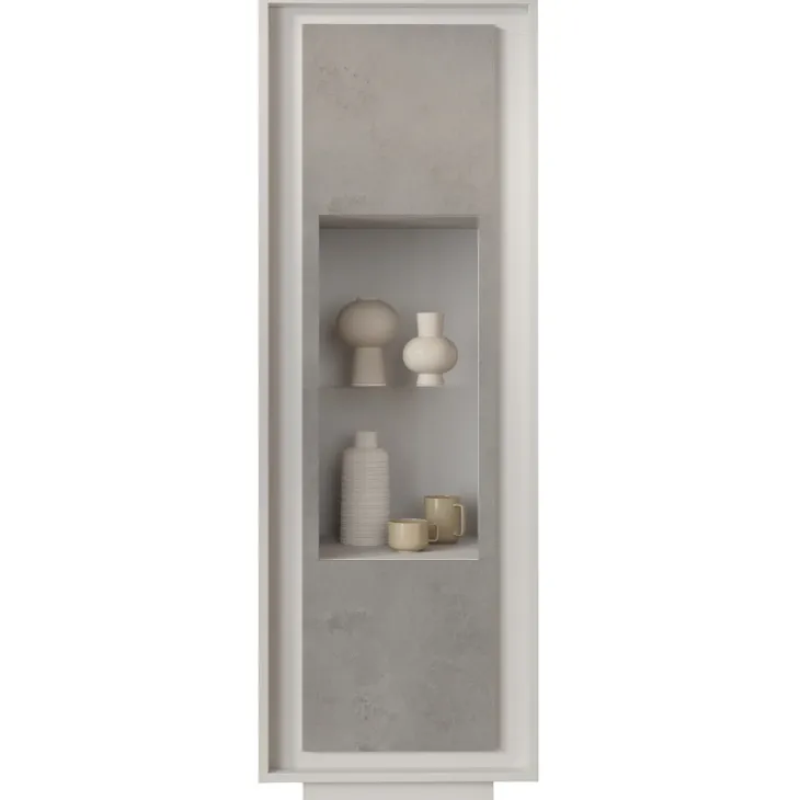 Vetrinetta 67x197cm 1 anta moderna bianco opaco grigio cemento Deluxe