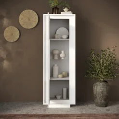 Vetrinetta 67x197cm 1 anta moderna bianco opaco Deluxe