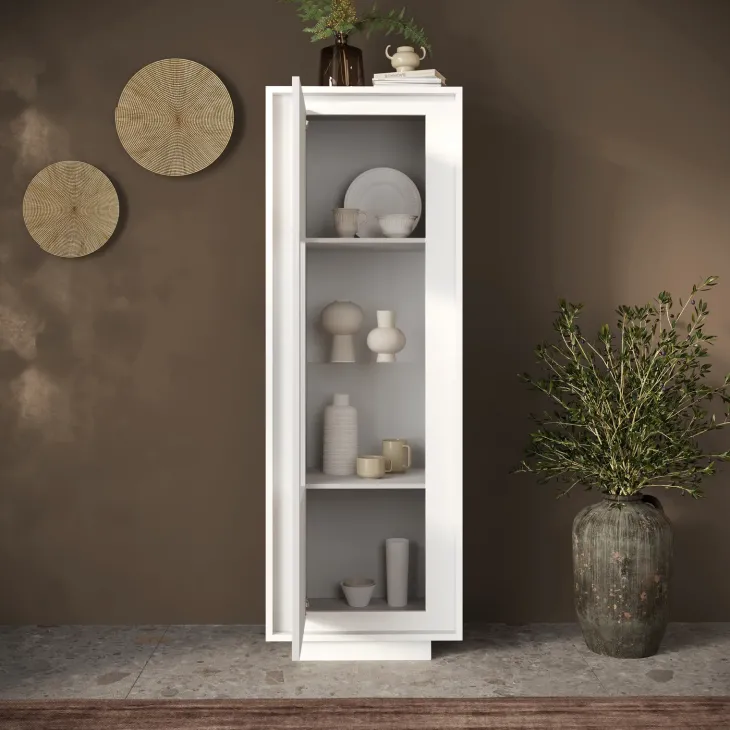 Vetrinetta 67x197cm 1 anta moderna bianco opaco Deluxe