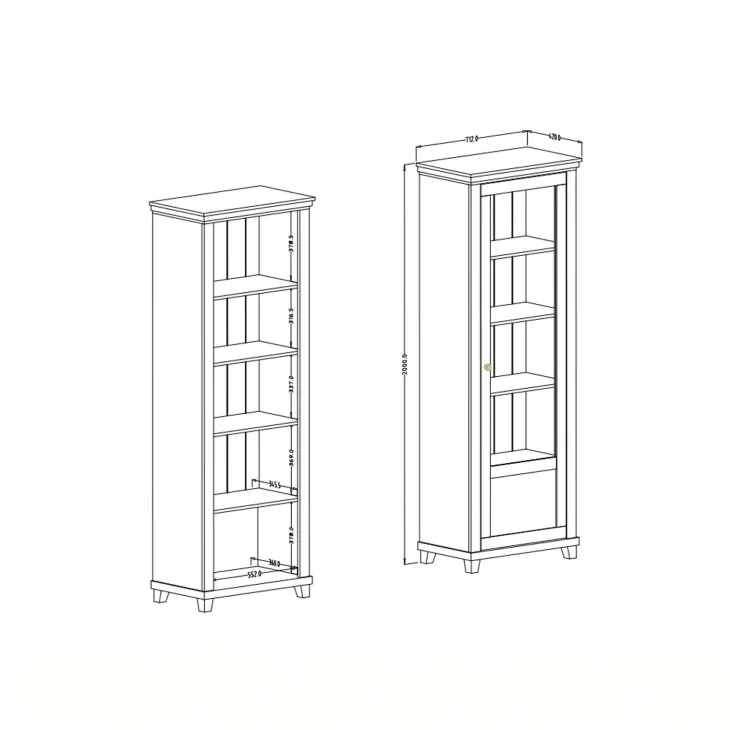 Vetrinetta 71x200h cm 1 anta apertura a sinistra beige Texel
