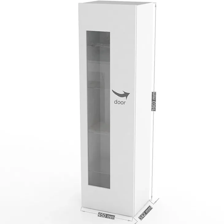 Vetrinetta 45x162h cm 1 anta bianco lucido Light Small Gihome®