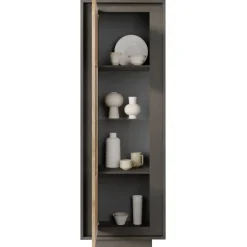 Vetrinetta 67x197h cm 1 anta moderna antracite rovere chiaro Deluxe
