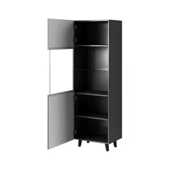 Vetrinetta 60x183h cm 1 anta moderna cannettato antracite Essence