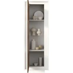 Vetrinetta 67x197h cm 1 anta moderna bianco opaco rovere scuro Deluxe