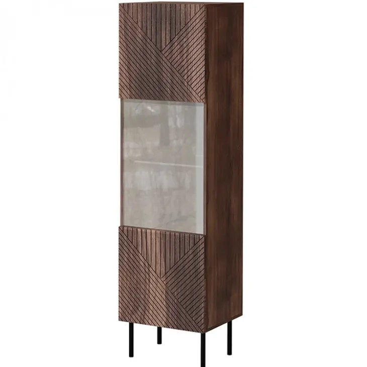 Vetrinetta 51x187h cm 1 anta noce scuro con frontali serigrafati Savanna