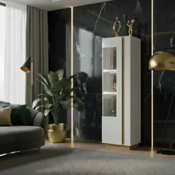 Vetrinetta 60x194h cm 1 anta soggiorno bianco rovere Noa Gihome®