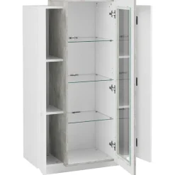 Vetrinetta 80x121h cm 2 ante bianco lucido cemento Milos Gihome®