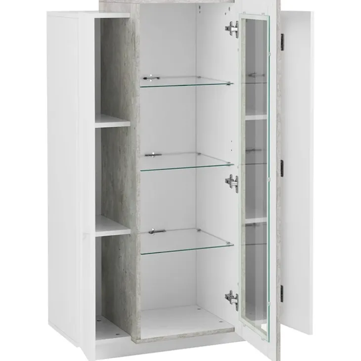 Vetrinetta 80x121h cm 2 ante bianco lucido cemento Milos Gihome®