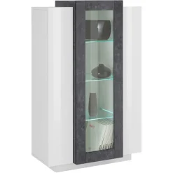 Vetrinetta 80x121h cm 2 ante bianco lucido nero opaco Milos Gihome®