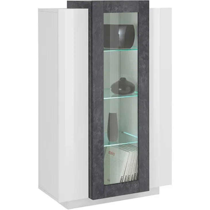 Vetrinetta 80x121h cm 2 ante bianco lucido nero opaco Milos Gihome®