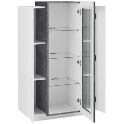 Vetrinetta 80x121h cm 2 ante bianco lucido nero opaco Milos Gihome®