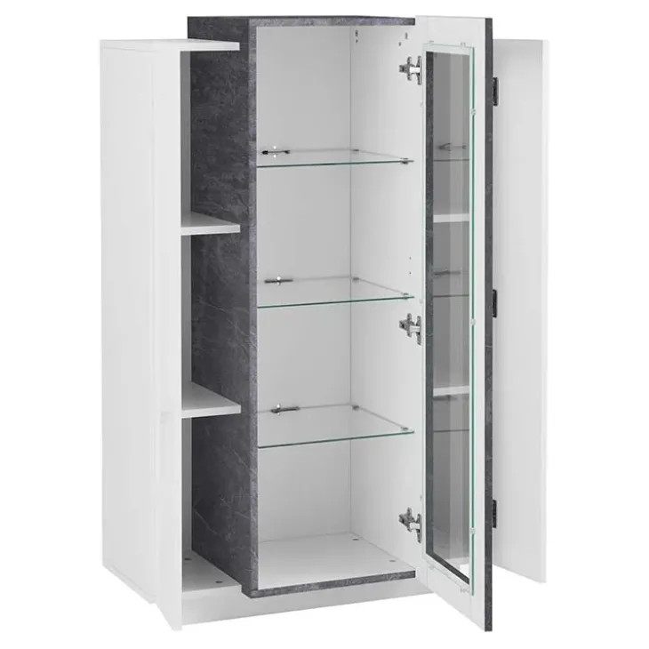 Vetrinetta 80x121h cm 2 ante bianco lucido nero opaco Milos Gihome®