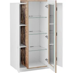 Vetrinetta 80x121h cm 2 ante bianco lucido rovere Milos Gihome®