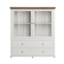 Vetrinetta 126x138h cm 2 ante 2 cassetti bianco frassinato rovere Texel