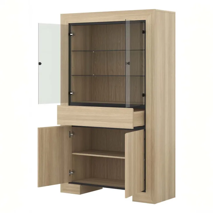 Vetrinetta 113x185h cm 4 ante 1 cassetto rovere Écarté