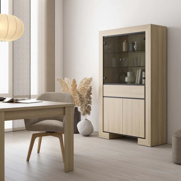 Vetrinetta 113x185h cm 4 ante 1 cassetto rovere Écarté