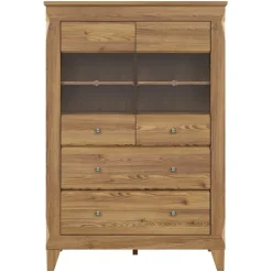 Vetrinetta 102x151h cm 2 ante 4 cassetti rovere scuro Lucca