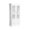 Vetrinetta 88x193h cm 2 ante con vetro 2 cassetti shabby bianco frassinato Kelly