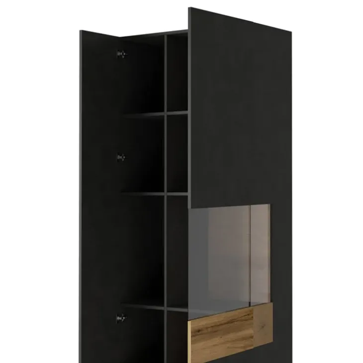 Vetrinetta 80x207h cm 2 ante destra antracite rovere Bahama