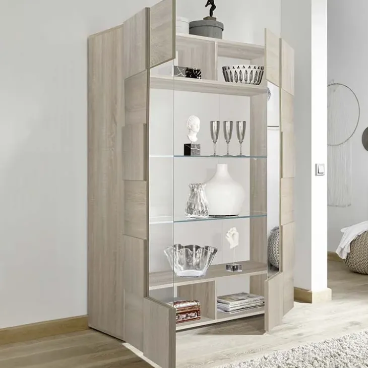 Vetrinetta 121x166h cm 2 ante moderna rovere samoa Obsession