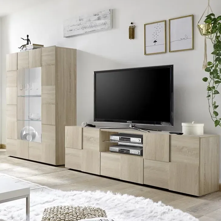 Vetrinetta 121x166h cm 2 ante moderna rovere samoa Obsession