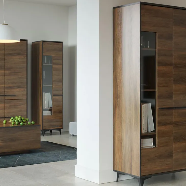 Vetrinetta 91x185h cm 2 ante moderna noce Line
