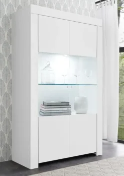 Vetrinetta 110x186h cm 2 ante moderno bianco opaco Halston