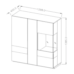 Vetrinetta 130x139h cm 3 ante soggiorno antracite rovere Bahama