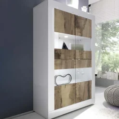Vetrinetta 102x162h cm 4 ante soggiorno bianco lucido pero Eternity
