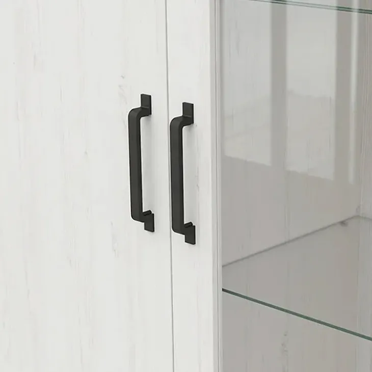 Vetrinetta 102x201h cm 2 ante soggiorno bianco frassinato rovere Lars