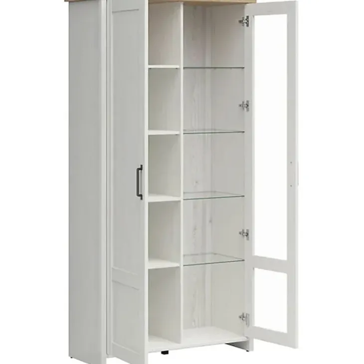 Vetrinetta 102x201h cm 2 ante soggiorno bianco frassinato rovere Lars
