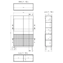 Vetrinetta 106x183h cm design cannettato rovere Colby