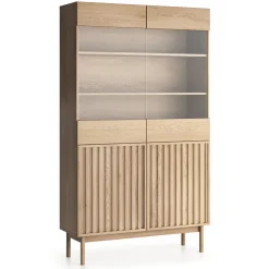 Vetrinetta 106x183h cm design cannettato rovere Colby