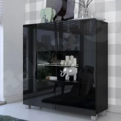 Vetrinetta 100x107h cm moderna soggiorno nero Corale