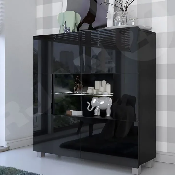 Vetrinetta 100x107h cm moderna soggiorno nero Corale