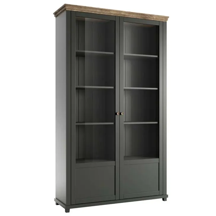 Vetrinetta 126x200h cm soggiorno moderna verde quercia Texel
