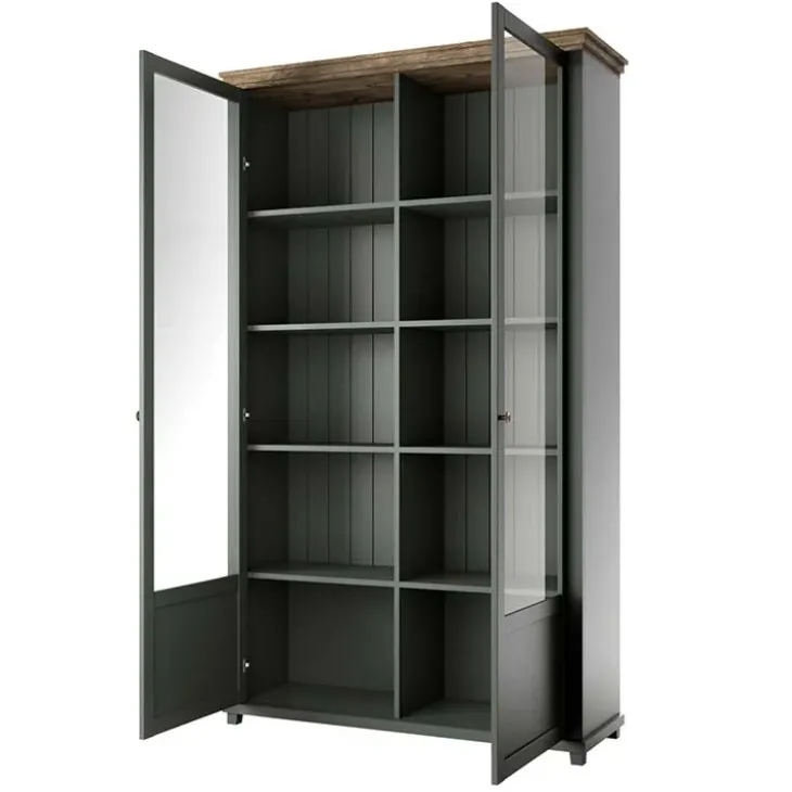 Vetrinetta 126x200h cm soggiorno moderna verde quercia Texel